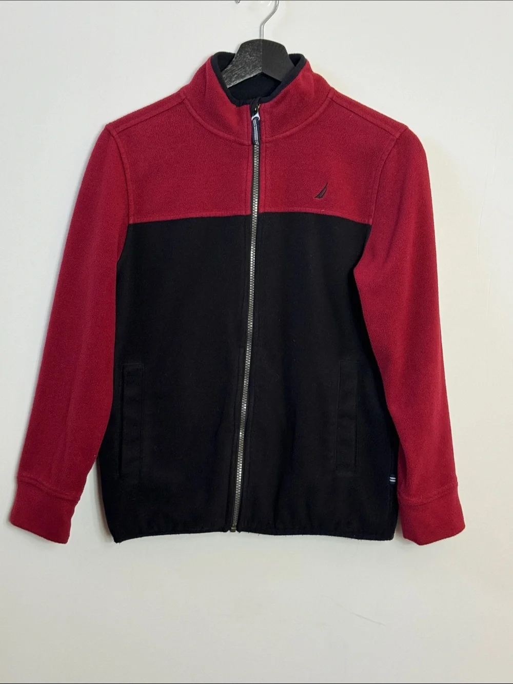 Nautica Youth Red  and Black Zip Fleece Jacket